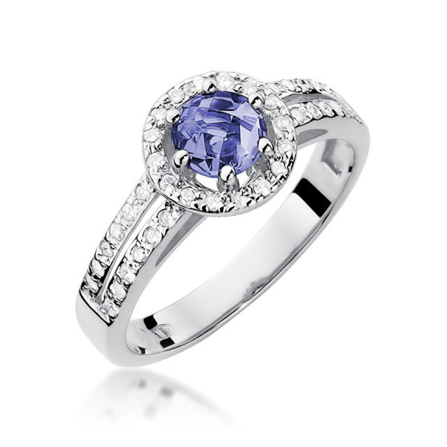 Inel Aur 14K cu Tanzanit 0.50 ct si Diamante Naturale 0.20 ct, imaginea 5 din 10