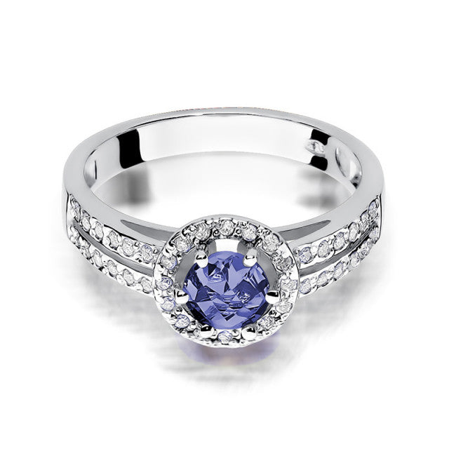 Inel Aur 14K cu Tanzanit 0.50 ct si Diamante Naturale 0.20 ct, imaginea 6 din 10