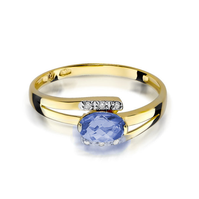 Inel Aur 14K cu Tanzanit 0.40 ct si Diamante Naturale 0.05 ct, imaginea 2 din 11