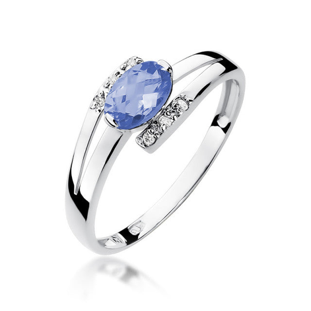 Inel Aur 14K cu Tanzanit 0.40 ct si Diamante Naturale 0.05 ct, imaginea 6 din 11