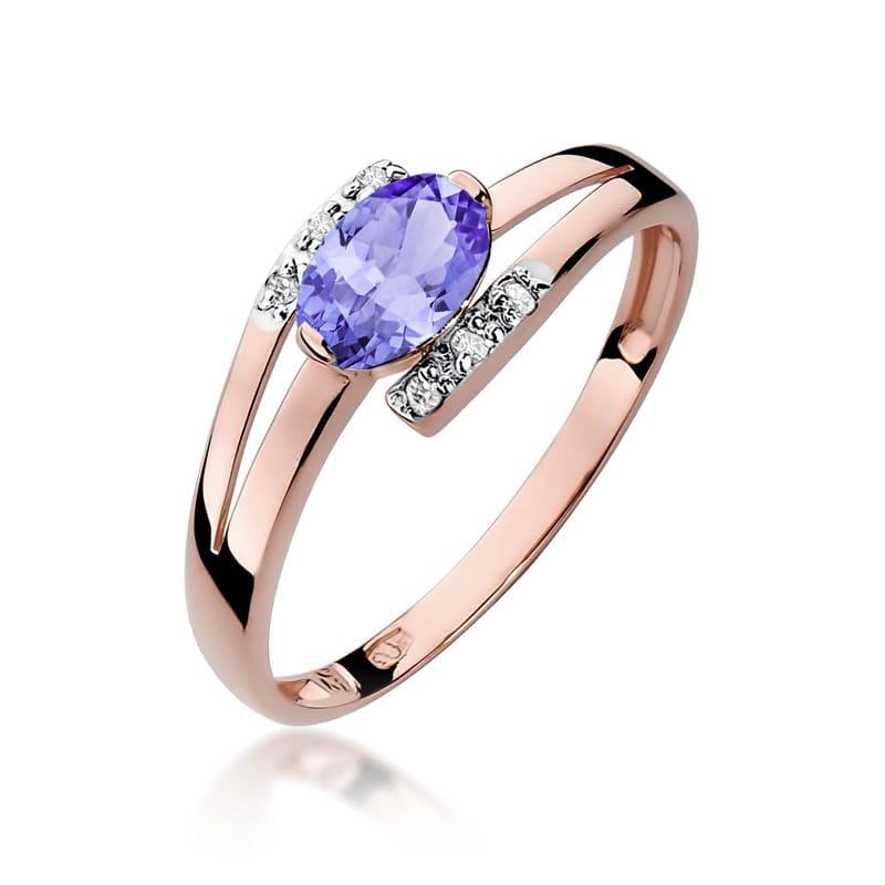 Inel Aur 14K cu Tanzanit 0.40 ct si Diamante Naturale 0.05 ct, imaginea 8 din 11