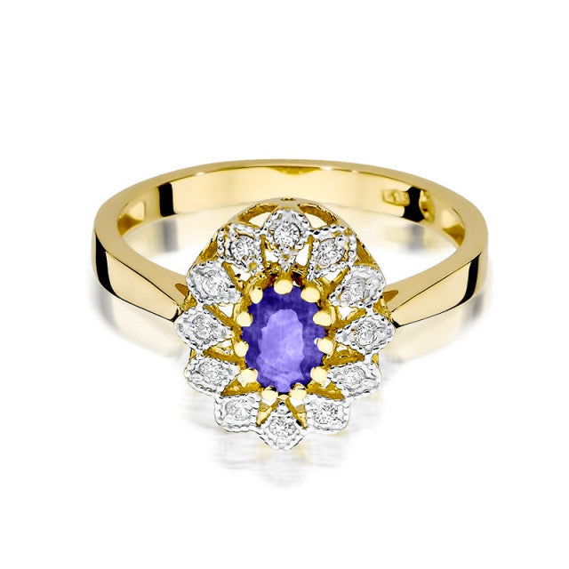 Inel Aur 14K cu Tanzanit 0.40 ct si Diamante Naturale 0.10 ct, imaginea 2 din 11