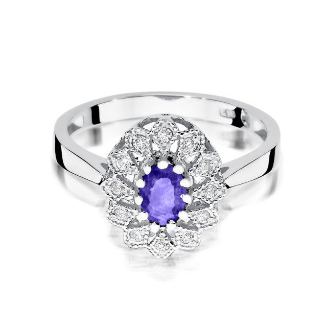 Inel Aur 14K cu Tanzanit 0.40 ct si Diamante Naturale 0.10 ct, imaginea 6 din 11