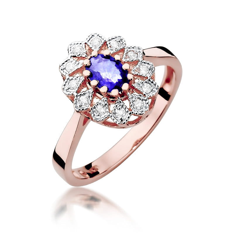 Inel Aur 14K cu Tanzanit 0.40 ct si Diamante Naturale 0.10 ct, imaginea 8 din 11