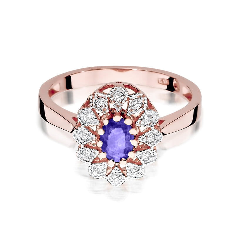 Inel Aur 14K cu Tanzanit 0.40 ct si Diamante Naturale 0.10 ct, imaginea 9 din 11