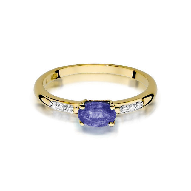 Inel Aur 14K cu Tanzanit 0.40 ct si Diamante Naturale 0.03 ct, imaginea 2 din 10