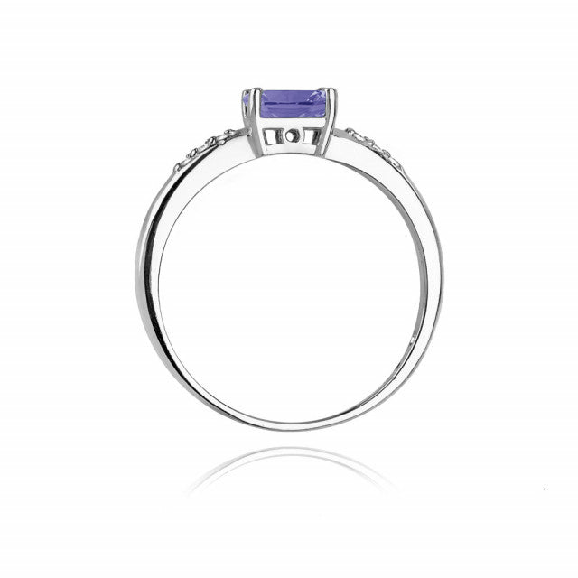 Inel Aur 14K cu Tanzanit 0.40 ct si Diamante Naturale 0.03 ct, imaginea 6 din 10