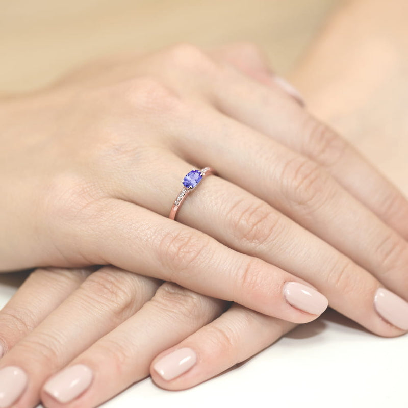 Inel Aur 14K cu Tanzanit 0.40 ct si Diamante Naturale 0.03 ct, imaginea 10 din 10