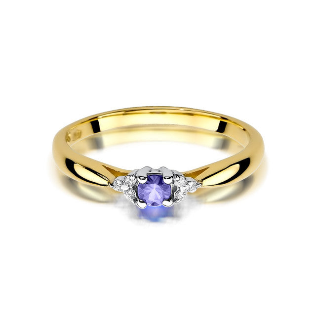 Inel Aur 14K cu Tanzanit 0.15 ct si Diamante Naturale 0.03 ct, imaginea 2 din 11