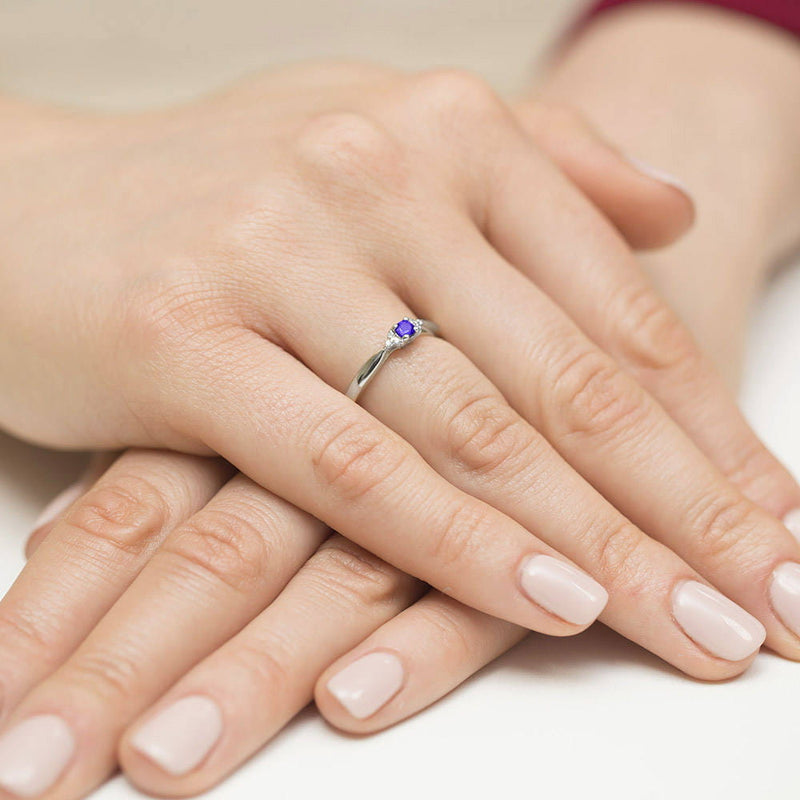 Inel Aur 14K cu Tanzanit 0.15 ct si Diamante Naturale 0.03 ct, imaginea 7 din 11