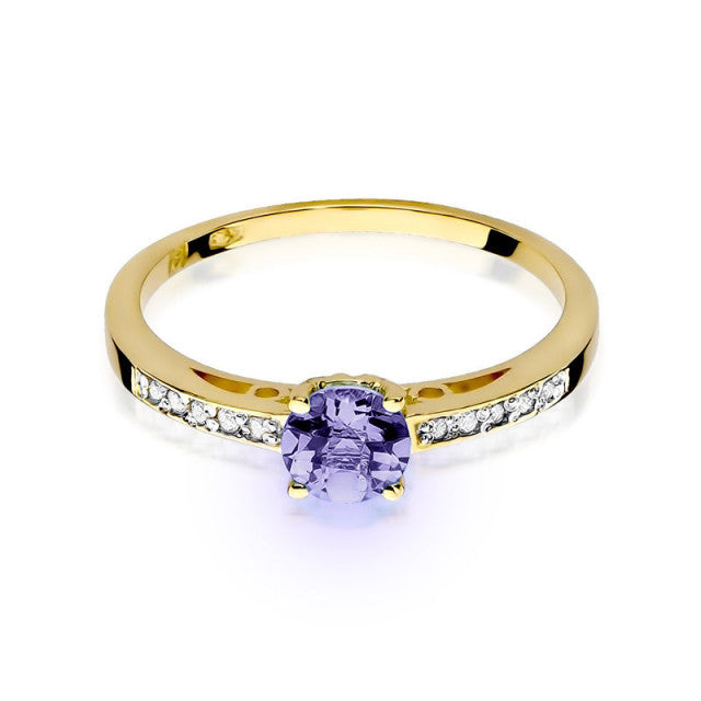 Inel Aur 14K cu Tanzanit 0.50 ct si Diamante Naturale 0.05 ct, imaginea 2 din 10