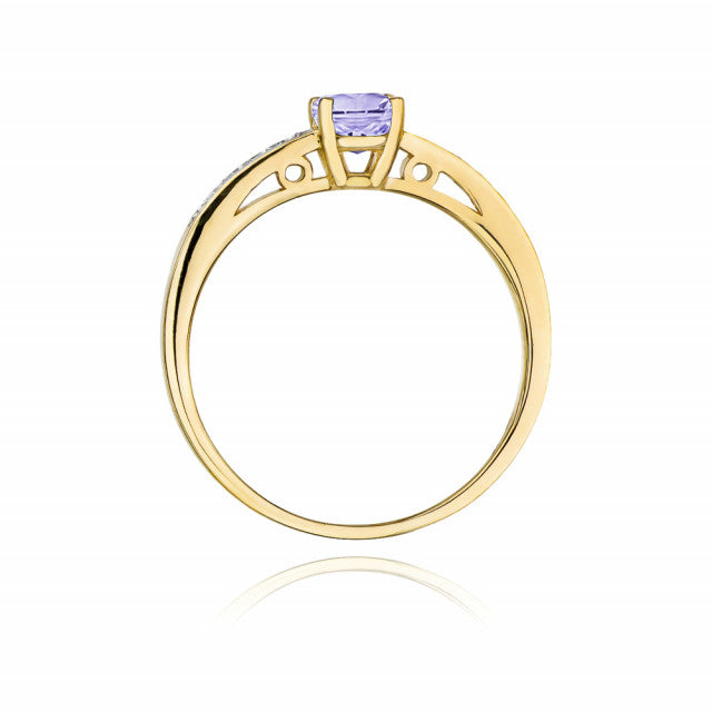 Inel Aur 14K cu Tanzanit 0.50 ct si Diamante Naturale 0.05 ct, imaginea 3 din 10