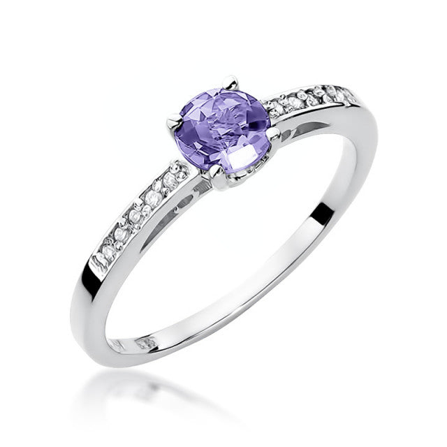 Inel Aur 14K cu Tanzanit 0.50 ct si Diamante Naturale 0.05 ct, imaginea 4 din 10