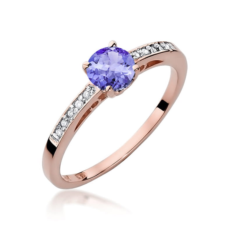 Inel Aur 14K cu Tanzanit 0.50 ct si Diamante Naturale 0.05 ct, imaginea 7 din 10