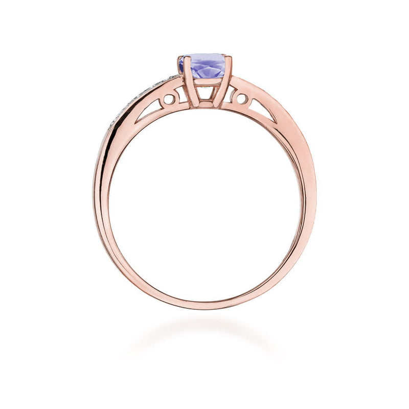 Inel Aur 14K cu Tanzanit 0.50 ct si Diamante Naturale 0.05 ct, imaginea 9 din 10