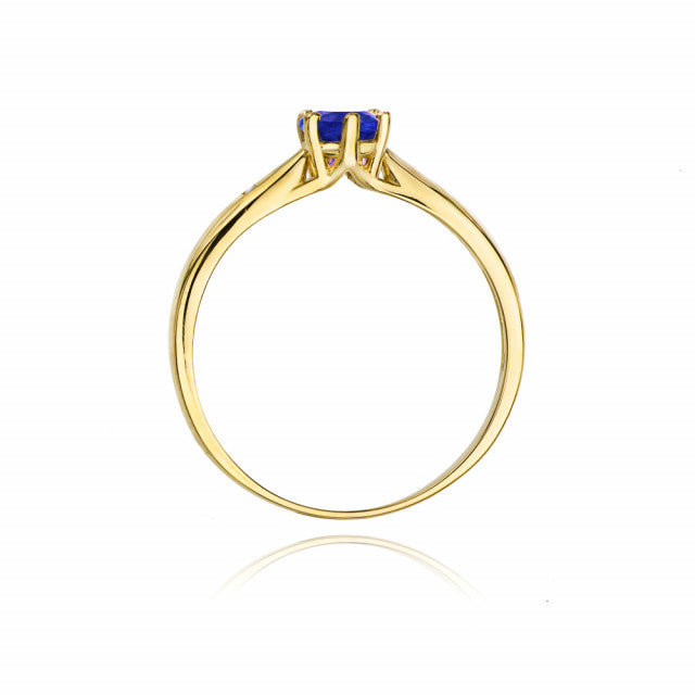 Inel Aur 14K cu Tanzanit 0.50 ct si Diamante Naturale 0.01 ct, imaginea 3 din 11