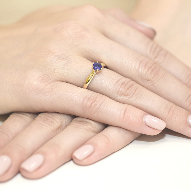 Inel Aur 14K cu Tanzanit 0.50 ct si Diamante Naturale 0.01 ct, imaginea 4 din 11