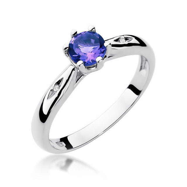 Inel Aur 14K cu Tanzanit 0.50 ct si Diamante Naturale 0.01 ct, imaginea 5 din 11