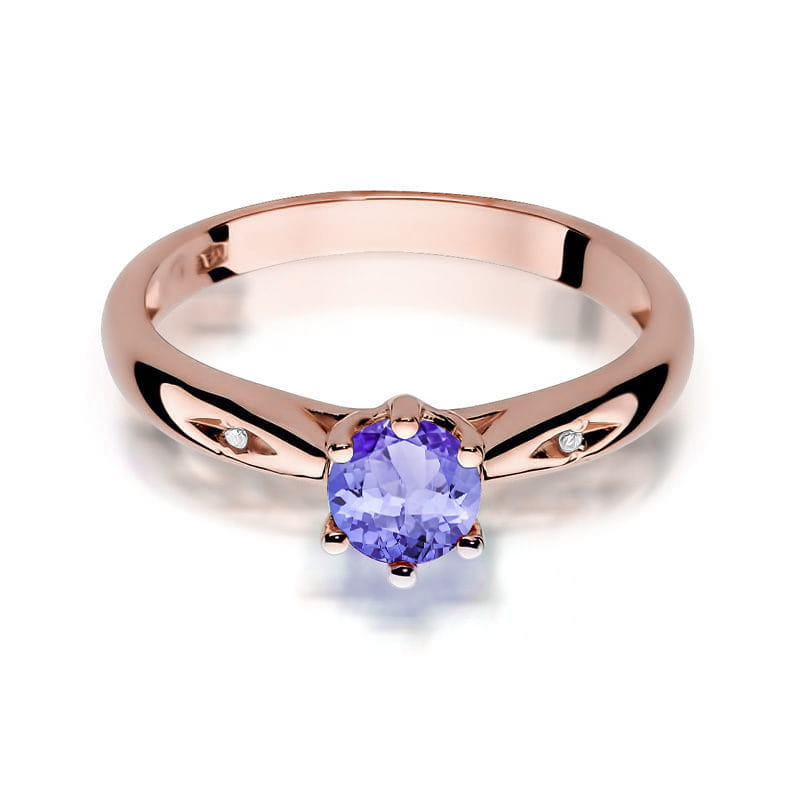 Inel Aur 14K cu Tanzanit 0.50 ct si Diamante Naturale 0.01 ct, imaginea 9 din 11