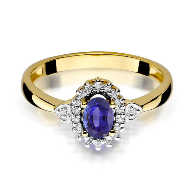 Inel Aur 14K cu Tanzanit 0.40 ct si Diamante Naturale 0.10 ct, imaginea 2 din 10