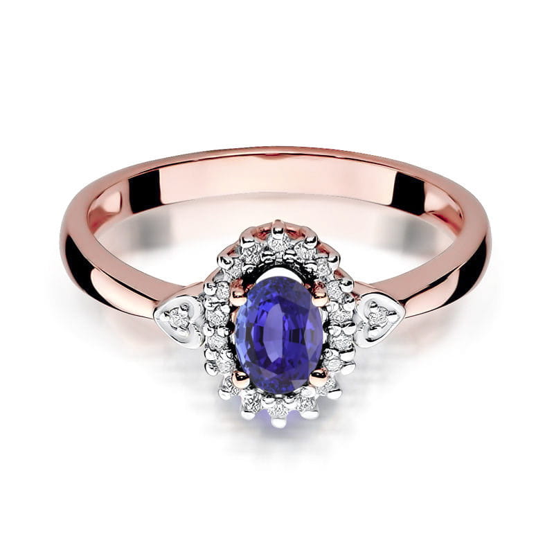 Inel Aur 14K cu Tanzanit 0.40 ct si Diamante Naturale 0.10 ct, imaginea 8 din 10