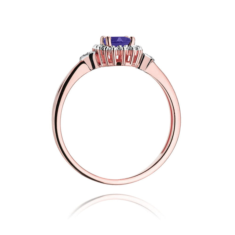 Inel Aur 14K cu Tanzanit 0.40 ct si Diamante Naturale 0.10 ct, imaginea 9 din 10