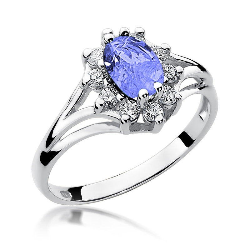 Inel Aur 14K cu Tanzanit 0.70 ct si Diamante Naturale 0.30 ct, imaginea 5 din 11