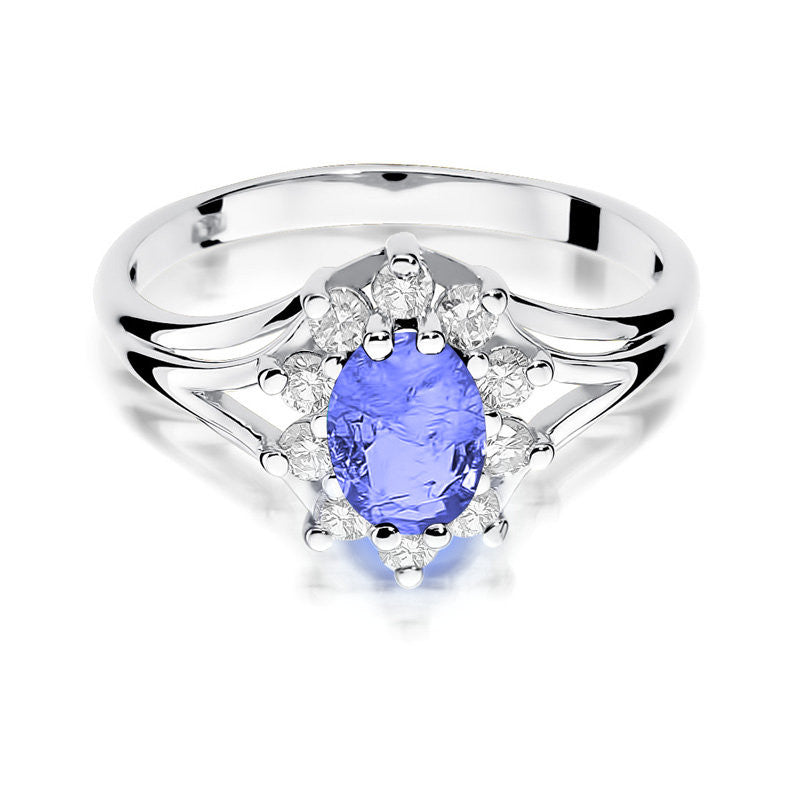 Inel Aur 14K cu Tanzanit 0.70 ct si Diamante Naturale 0.30 ct, imaginea 6 din 11