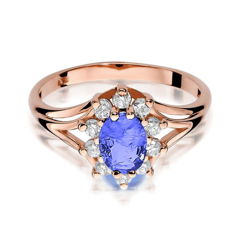 Inel Aur 14K cu Tanzanit 0.70 ct si Diamante Naturale 0.30 ct, imaginea 9 din 11