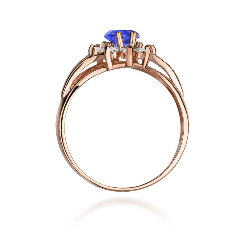 Inel Aur 14K cu Tanzanit 0.70 ct si Diamante Naturale 0.30 ct, imaginea 10 din 11