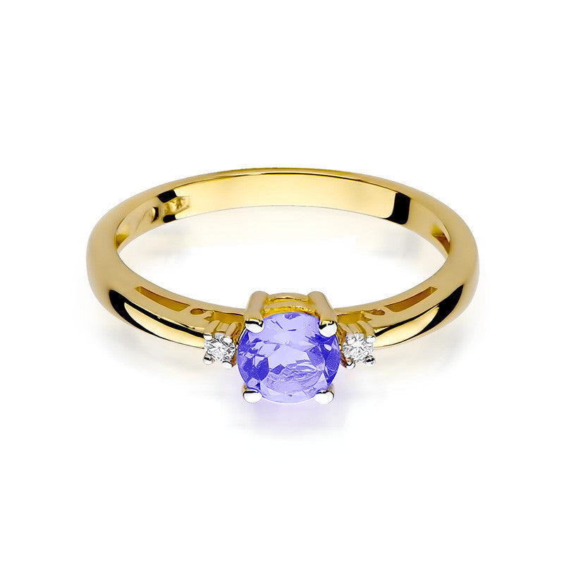 Inel Aur 14K cu Tanzanit 0.50 ct si Diamante Naturale 0.03 ct, imaginea 2 din 11