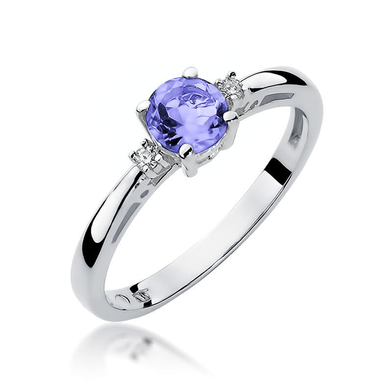 Inel Aur 14K cu Tanzanit 0.50 ct si Diamante Naturale 0.03 ct, imaginea 5 din 11