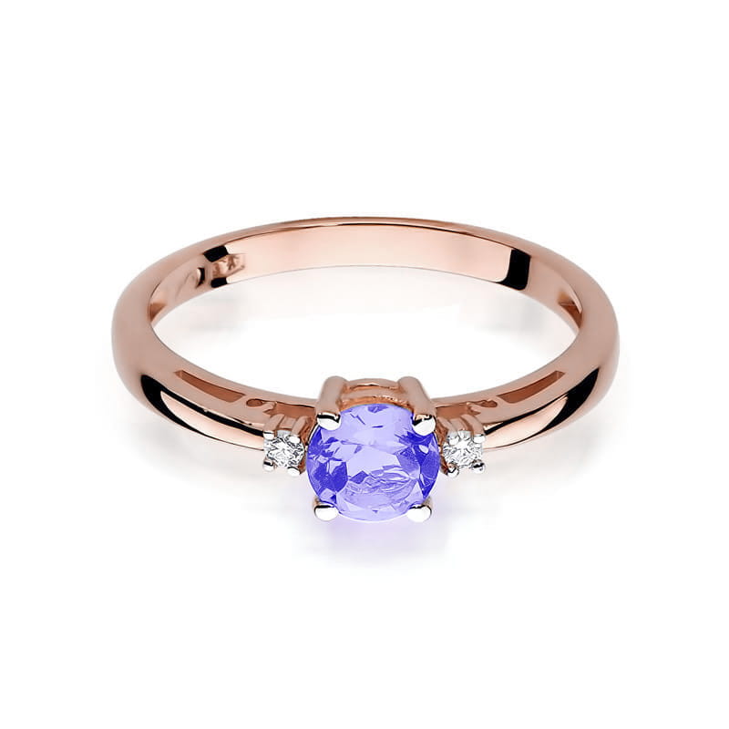 Inel Aur 14K cu Tanzanit 0.50 ct si Diamante Naturale 0.03 ct, imaginea 9 din 11
