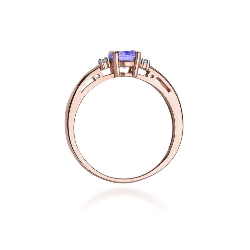 Inel Aur 14K cu Tanzanit 0.50 ct si Diamante Naturale 0.03 ct, imaginea 10 din 11
