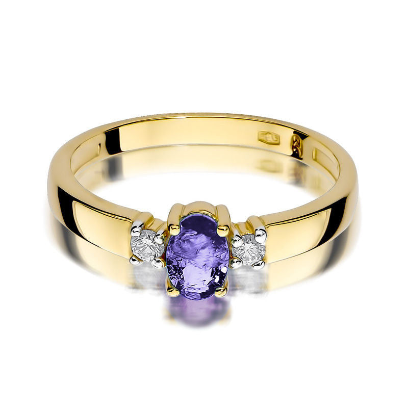 Inel Aur 14K cu Tanzanit 0.40 ct si Diamante Naturale 0.08 ct, imaginea 2 din 11