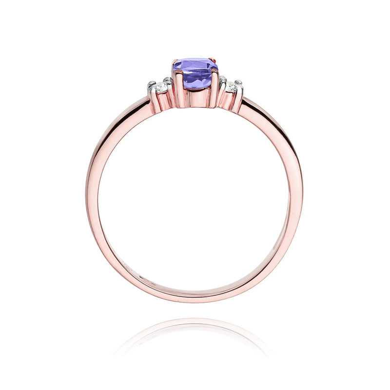 Inel Aur 14K cu Tanzanit 0.40 ct si Diamante Naturale 0.08 ct, imaginea 9 din 11