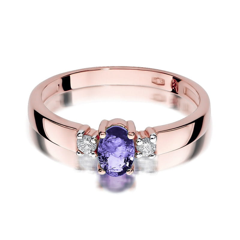 Inel Aur 14K cu Tanzanit 0.40 ct si Diamante Naturale 0.08 ct, imaginea 10 din 11