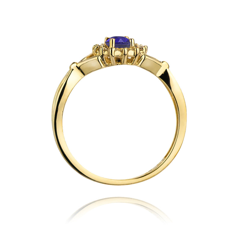 Inel Aur 14K cu Tanzanit 0.70 ct si Diamante Naturale 0.28 ct, imaginea 3 din 11