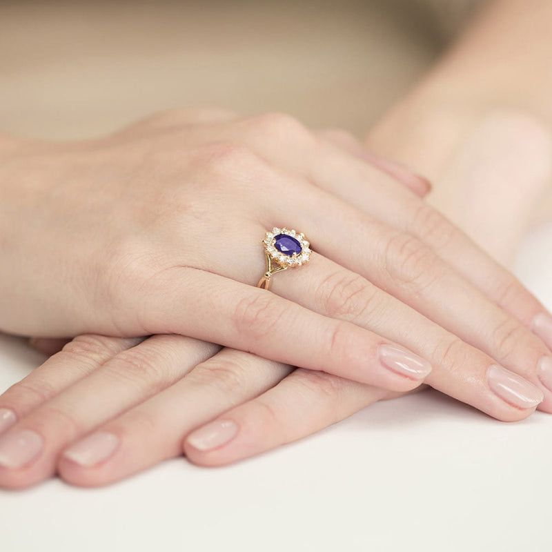 Inel Aur 14K cu Tanzanit 0.70 ct si Diamante Naturale 0.28 ct, imaginea 4 din 11