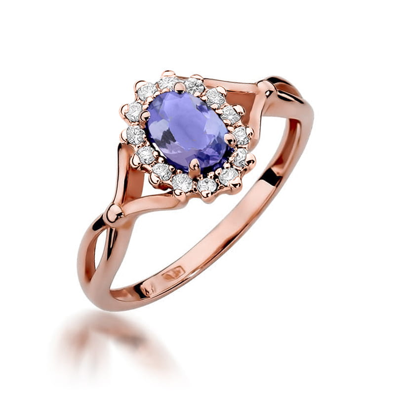 Inel Aur 14K cu Tanzanit 0.70 ct si Diamante Naturale 0.28 ct, imaginea 8 din 11