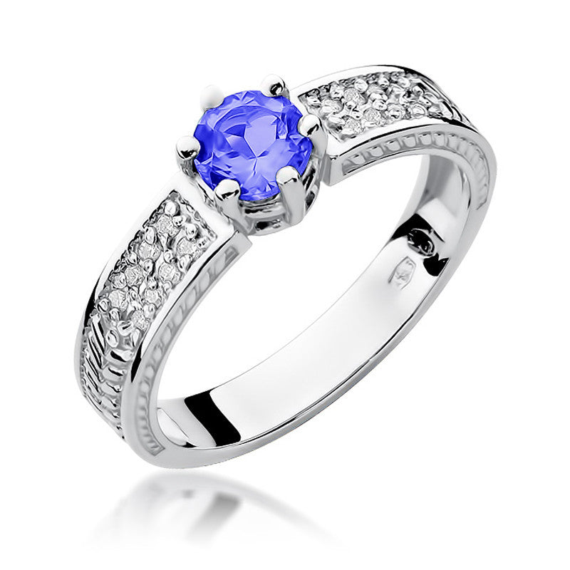Inel Aur 14K cu Tanzanit 0.50 ct si Diamante Naturale 0.08 ct, imaginea 5 din 11