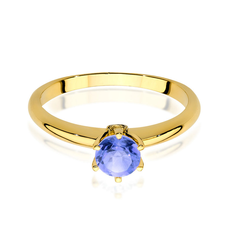Inel Aur 14K cu Tanzanit 0.50 ct si Diamante Naturale 0.04 ct, imaginea 2 din 11