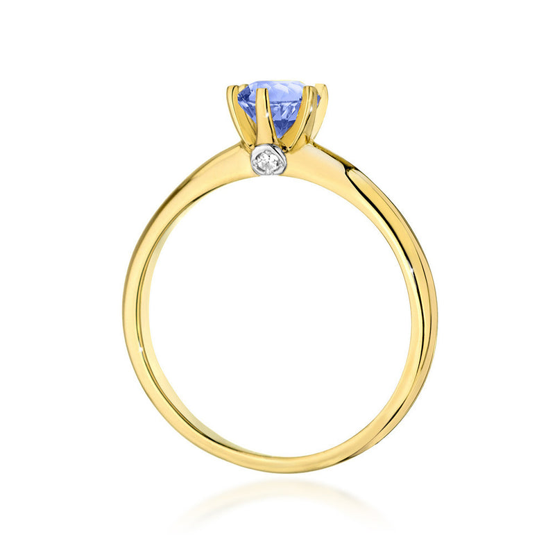 Inel Aur 14K cu Tanzanit 0.50 ct si Diamante Naturale 0.04 ct, imaginea 3 din 11