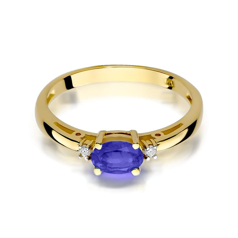 Inel Aur 14K cu Tanzanit 0.40 ct si Diamante Naturale 0.03 ct, imaginea 2 din 11