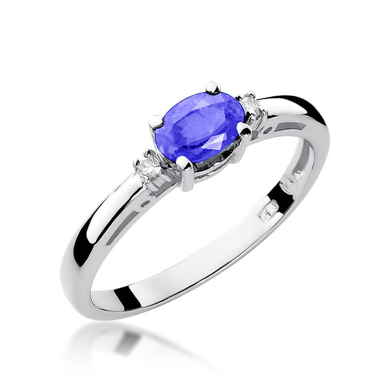 Inel Aur 14K cu Tanzanit 0.40 ct si Diamante Naturale 0.03 ct, imaginea 5 din 11