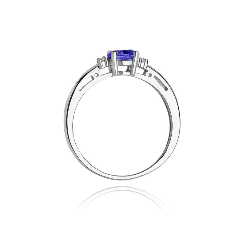 Inel Aur 14K cu Tanzanit 0.40 ct si Diamante Naturale 0.03 ct, imaginea 7 din 11