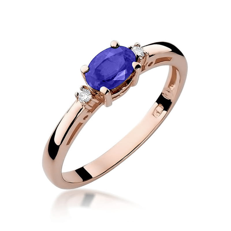 Inel Aur 14K cu Tanzanit 0.40 ct si Diamante Naturale 0.03 ct, imaginea 8 din 11