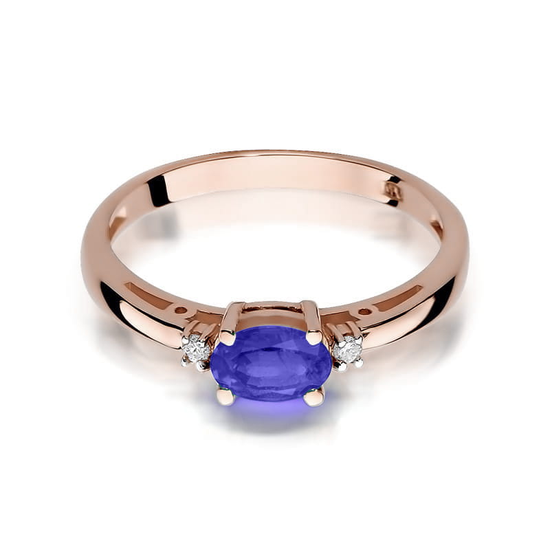 Inel Aur 14K cu Tanzanit 0.40 ct si Diamante Naturale 0.03 ct, imaginea 9 din 11