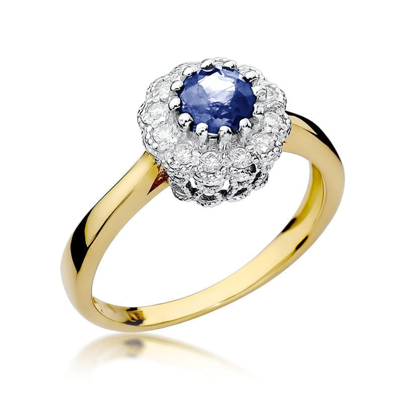 Inel Aur 14K cu Tanzanit 0.50 ct si Diamante Naturale 0.17 ct — Aur galben