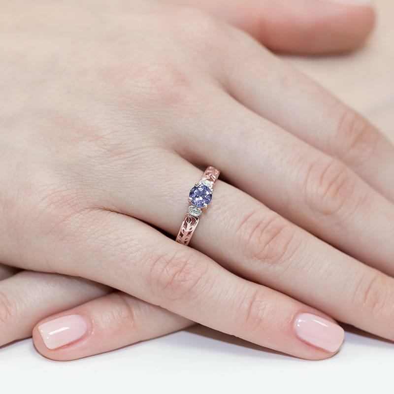 Inel Aur 14K cu Tanzanit 0.50 ct si Diamante Naturale 0.02 ct, imaginea 11 din 11